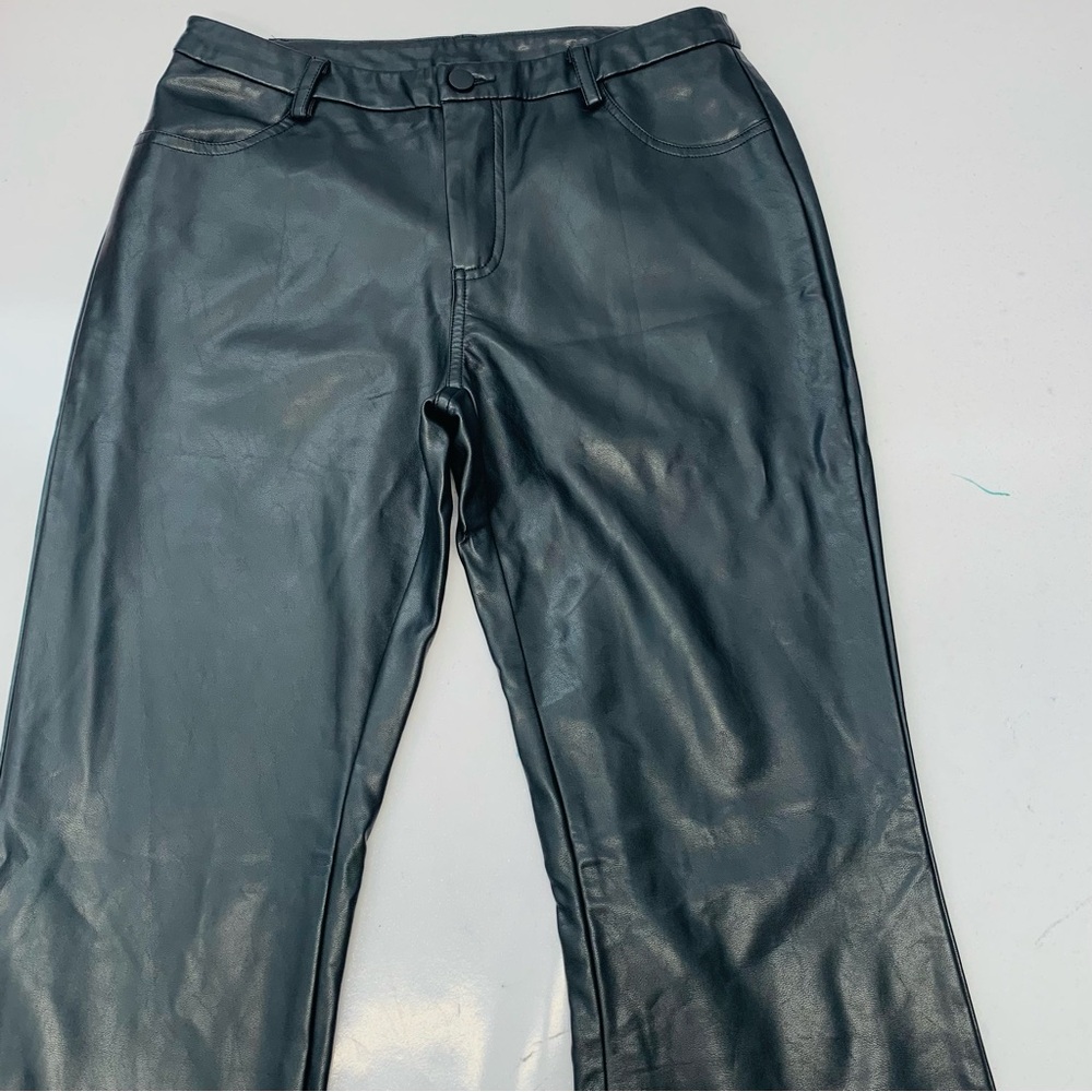 Pacsun Black Faux Leather Flare Pants Woman Medium Pockets Boho Retro 70s Gothic
